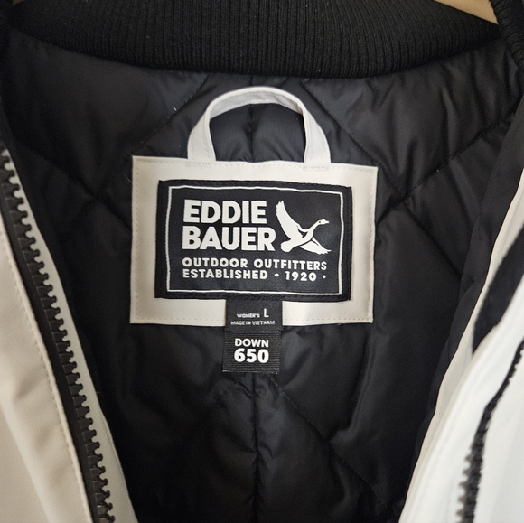 NEW! Eddie Bauer Cream Down Parka Coat Size L - Picture 8 of 15